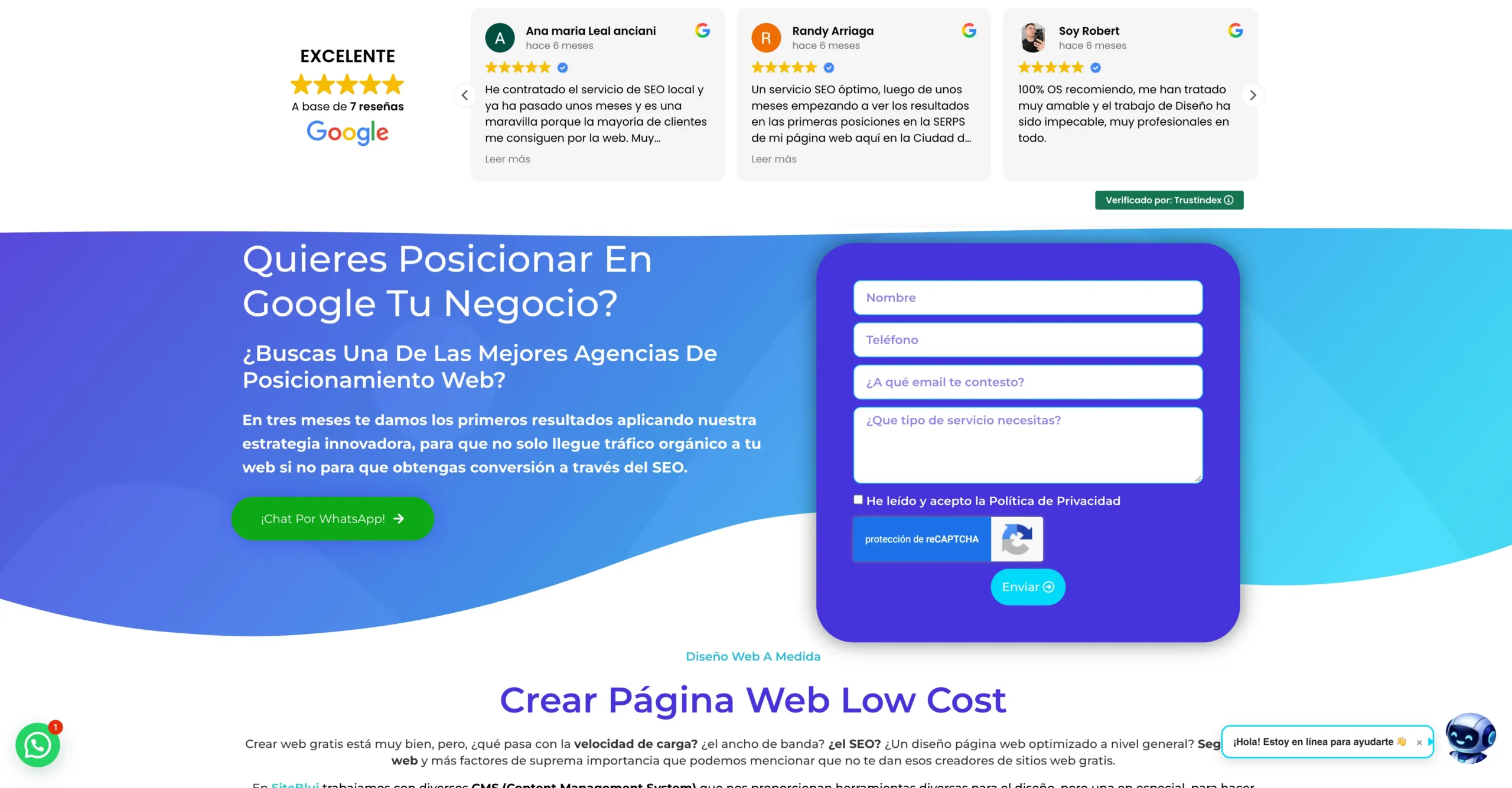 Chatbot con IA implementado en SiteBlui